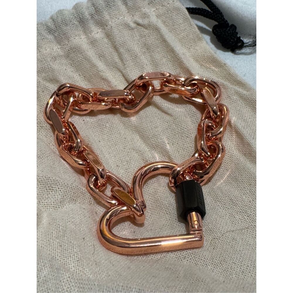 Aimee kestenberg two tone rose its a love thing heart carabiner bracelet chain